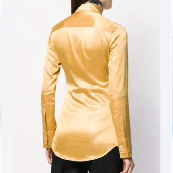 3S.NWT ACNE STUDIOS SATIN SHIRT IN GOLD - Picture 3 of 9
